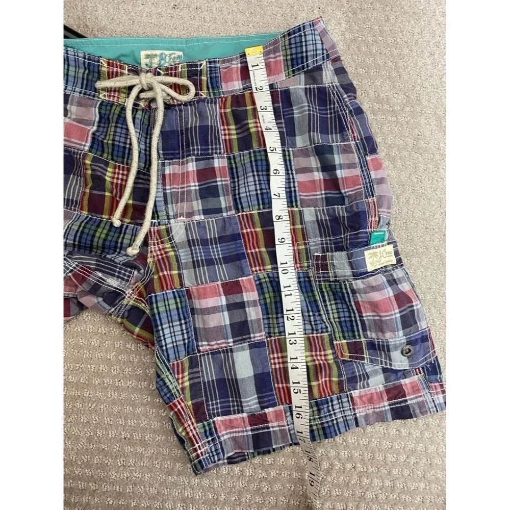 J.Crew Men's Patchwork Madras Board Shorts Swim Trunks Size 30 Multicolor Preppy